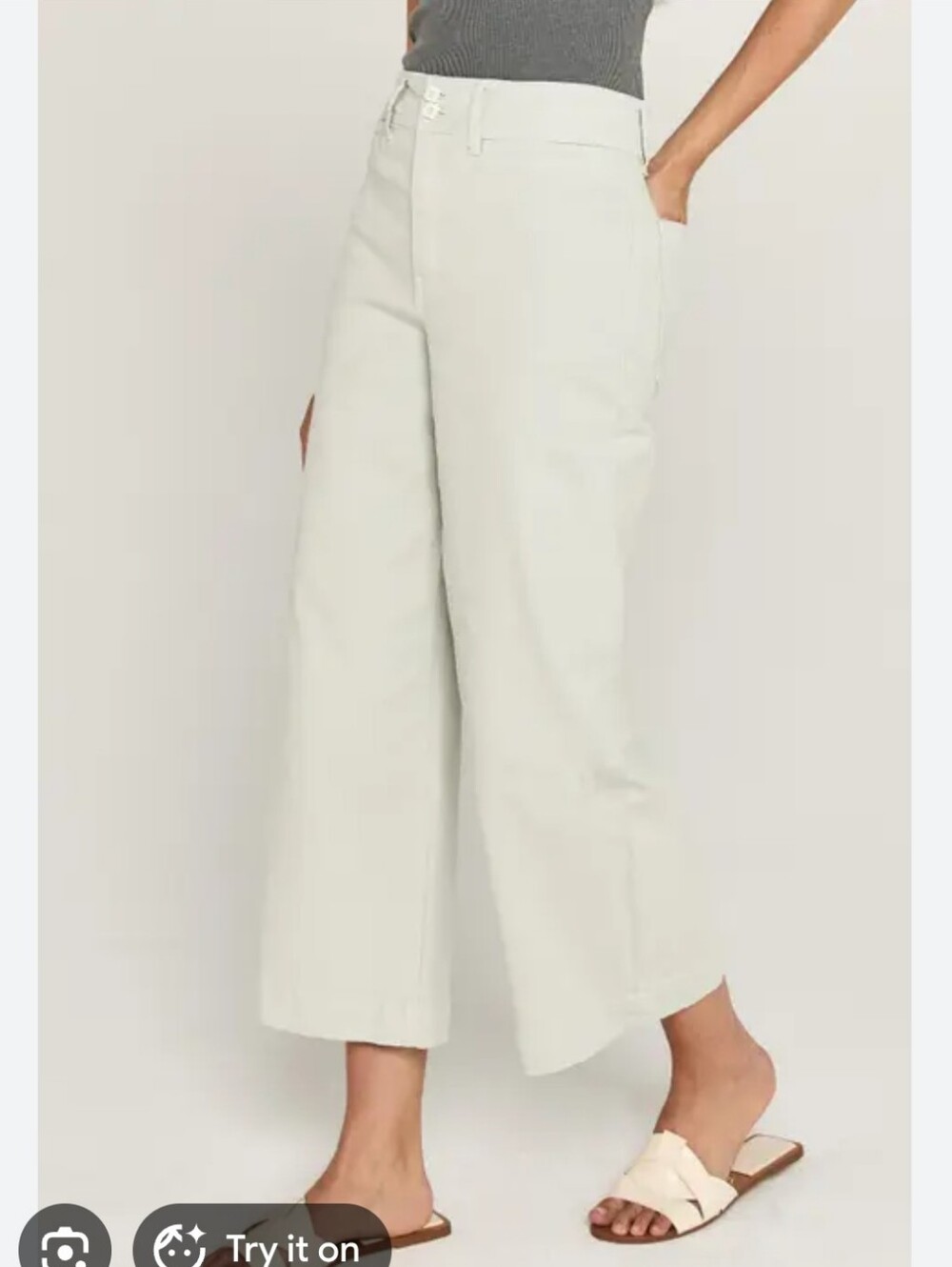 Unpublished Gemma High Waist Wide Leg Crop Jeans Mint